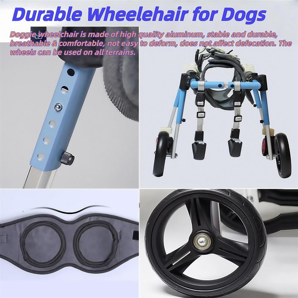 Supporto per Gambe Regolabile per Sedia A Rotelle per Cani A 4 Ruote, Sedia A Rotelle per Gambe Posteriori per Cani, Ausilio per La Mobilità A Supporto Completo