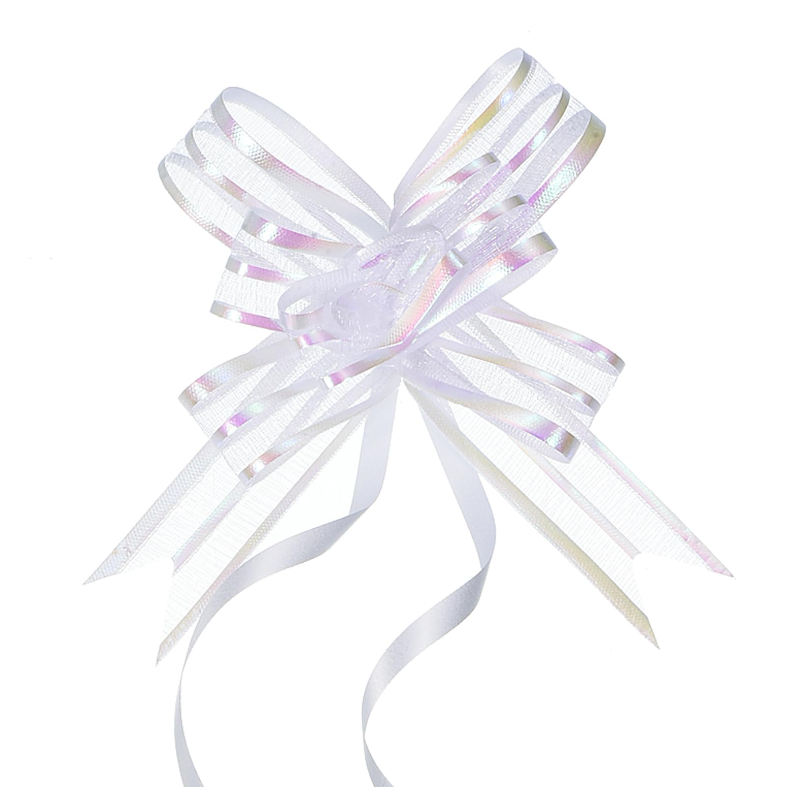 M METERXITY 40 Pack Chiffon Pull Bows - Presents Wrap String Bow, (2.4" White) - Image 4