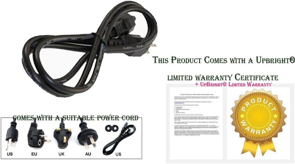 UpBright New AC in Power Cord Outlet Socket Cable Plug Lead Compatible with Zoostorm 7873-1060 Desktop PC DVD Writer