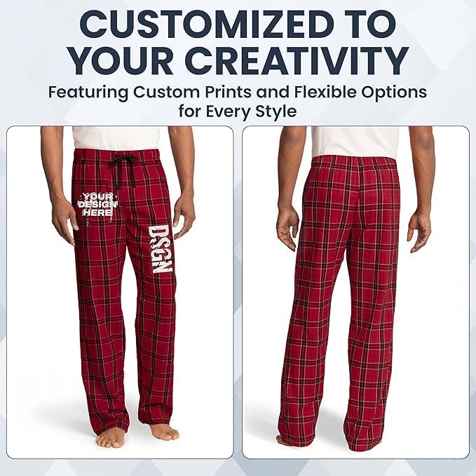 Custom Plaid Pajama Pants - Customized Mens Pants - Flannel Plaid Pajama - Personalized Pajamas, Add Your Logo and Text - Image 5