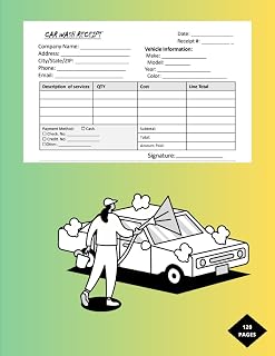 Car Wash Receipt Book: Car Wash Invoice, 118 Receipts, 2 Receipts Per Page, 8.5 x 11 Inch