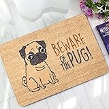 XINGUX Custom beware of the pug Mats Floor Carpet Interior / Outdoor / Front Door / Bathroom Mat Rubber Non-slip Doormat (23.6 L x 15.7 W)
