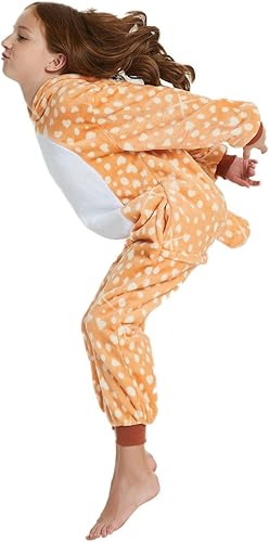 Vista 4 de ABENCA Pijama de ciervo para niños, disfraz de reno para niñas, para Navidad, Halloween, cosplay, ropa de dormir. Querido.120