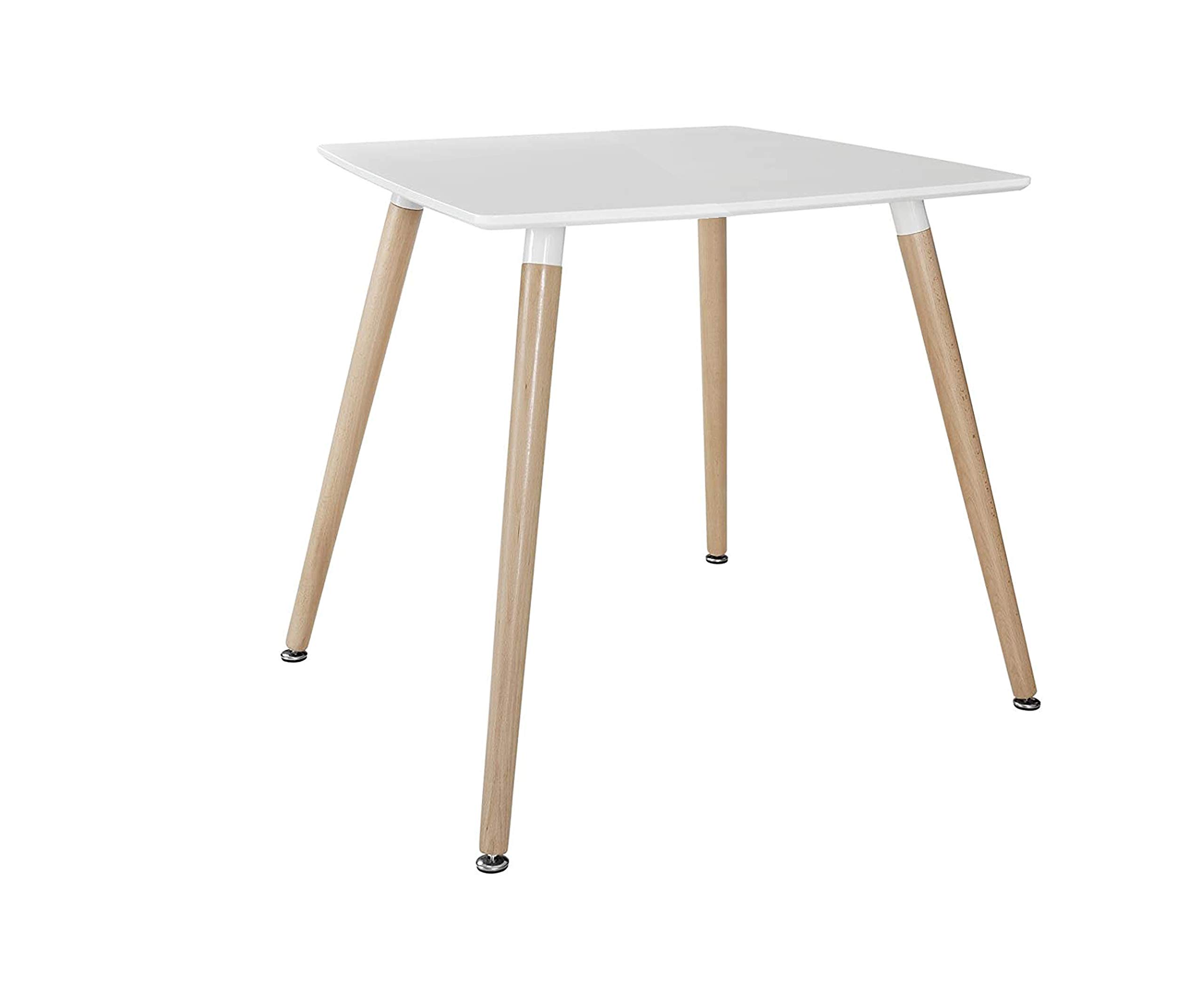 Mahmayi Cenare Eames Style Side Table with Natural Wood Legs Dining Lounge (White)