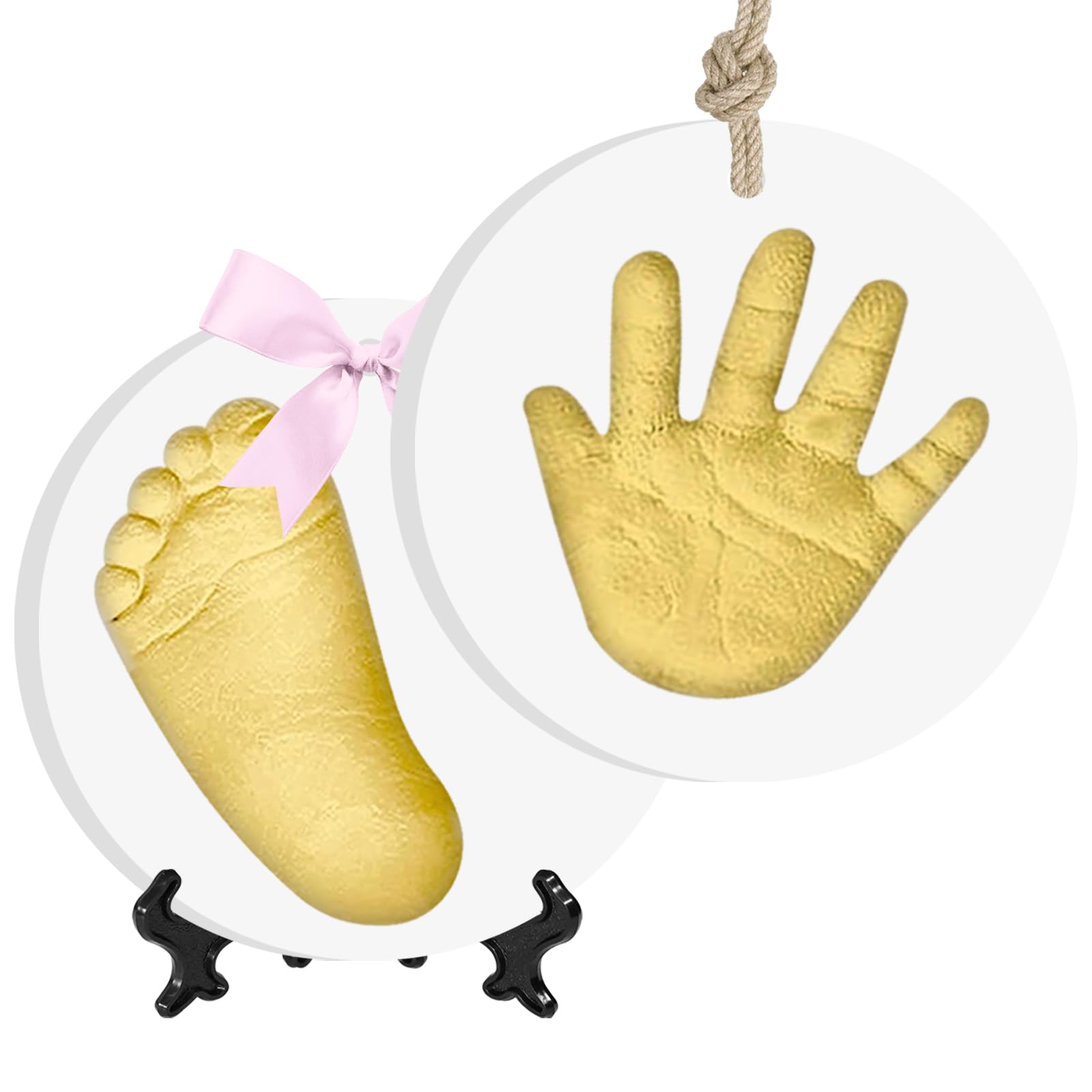 Baby Handprint Ornament Kit - Personalized Handprint Keepsake with Hand Print Mold Kit, Non-Toxic Clay for Newborns & Pets, DIY Baby Shower Gifts for New Moms, First Christmas & Mother's Day Crafts