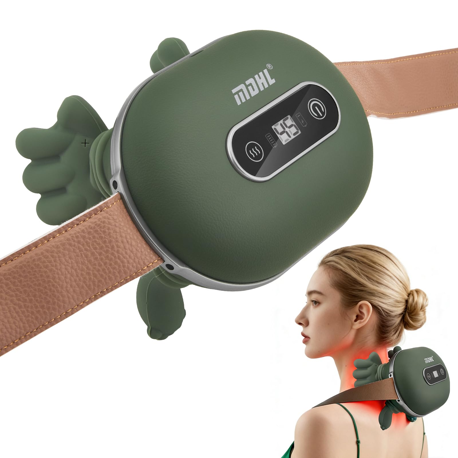 Appareil de Massage Cervical, 4D Robot Masseur avec 3 Réglages de Massage et 2 Niveaux de Chauffage, Main Massante Nuque Pour la Maison, le Bureau, les Voyages, Détend Les Muscles, Soulage la