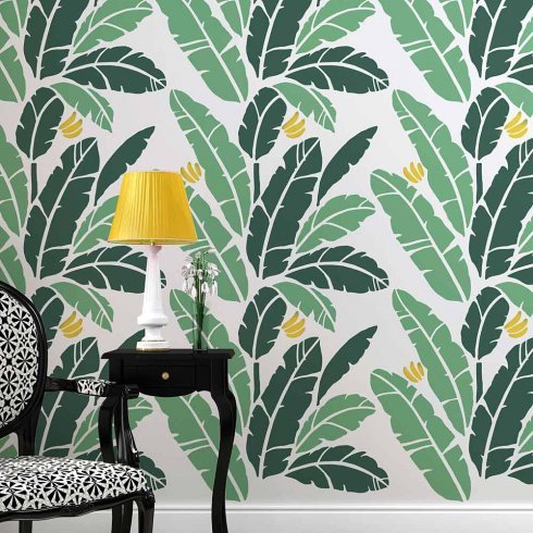 Banana Leaf Allover Stencil - Reusable Stencils For Walls - Better Than Wallpaper! - Trendy Easy Tropical Wall Stencils For Diy Home Decor - By Cutting Edge Stencils #TOP28