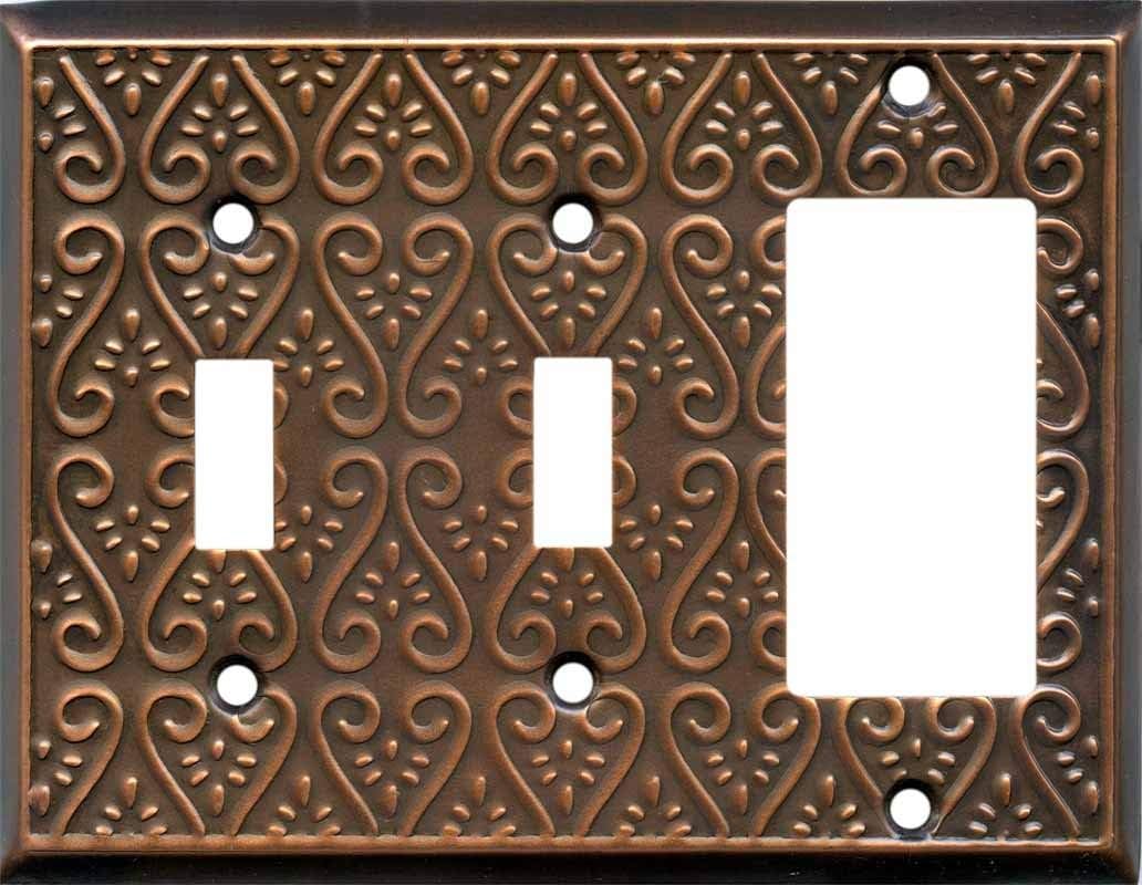 Filigree Antique Copper Double Duplex Outlet Covers