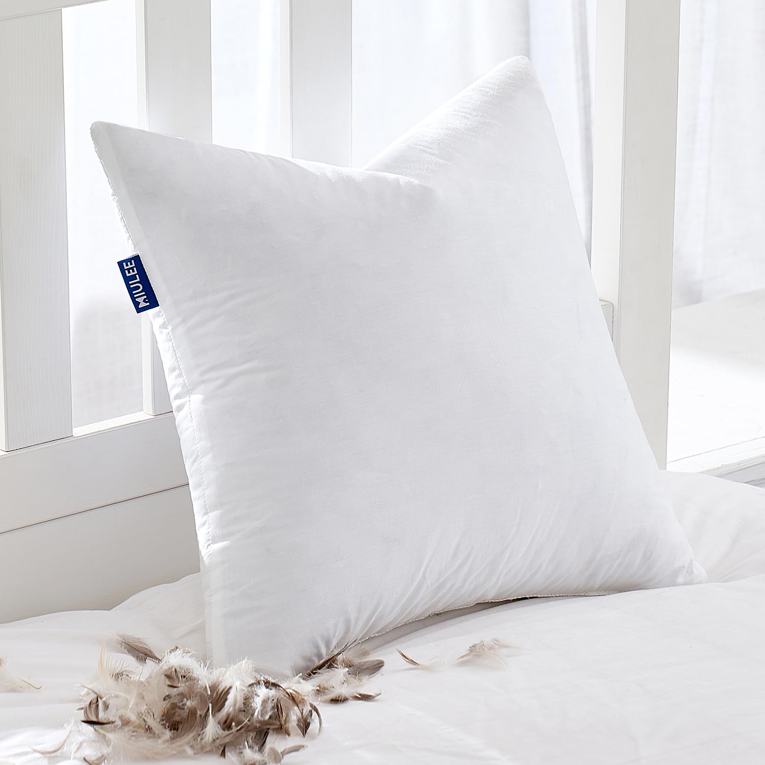 MIULEE Feather Pillow Insert 30x30, Decorative Down Feather Fluffy Throw Pillow Cotton Fabric for Living Room Sofa Bed