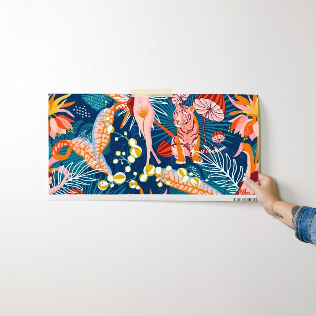 Peel & Stick Wallpaper Swatch - Tropical Blossom Dance Flower Jungle Custom Removable Wallpaper by Spoonflower