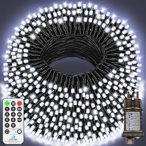 LYNNON 30m 1000 LED Lichterkette Außen Weiß Lichterkette Outdoor...