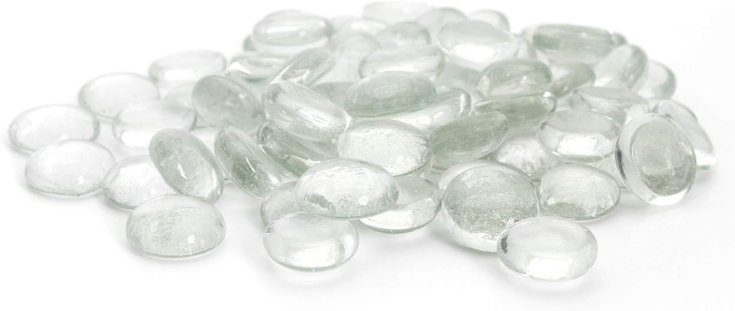 Royal Imports Glass Flat Marbles Stones Rocks, Clear, Party Table Scatter, Wedding Centerpieces Decor, Aquarium Pebbles, Vase Filler Gems, 5 LBS (Approx 500 pcs)