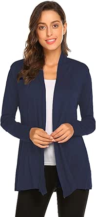 Newchoice Womens Casual Lightweight Long Sleeve Cardigan Soft Drape Open Front Fall Dusters (S-3XL)