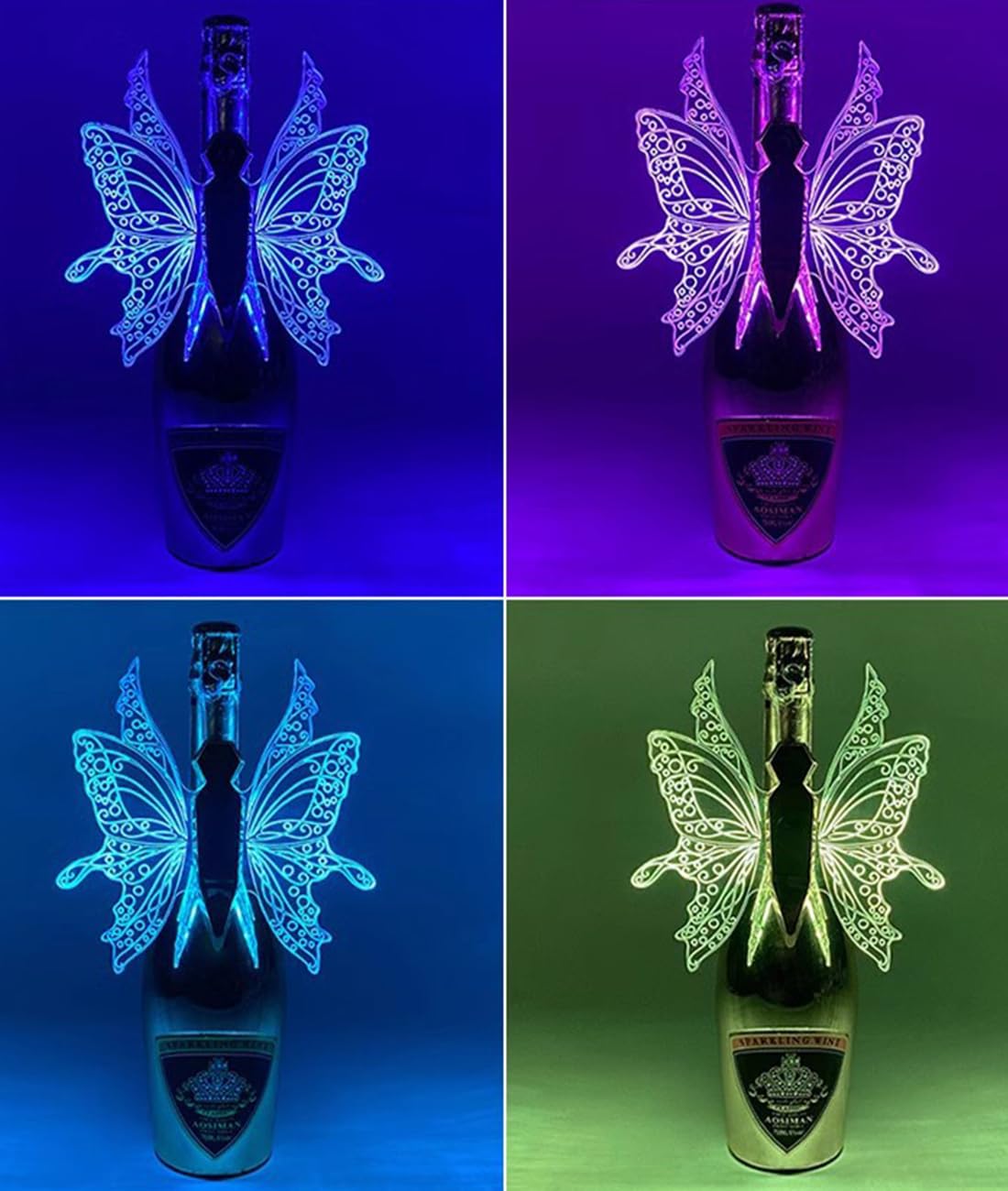 Amazon｜バタフライ LED ストロボライト シャンパンボトルライト 蝶夜