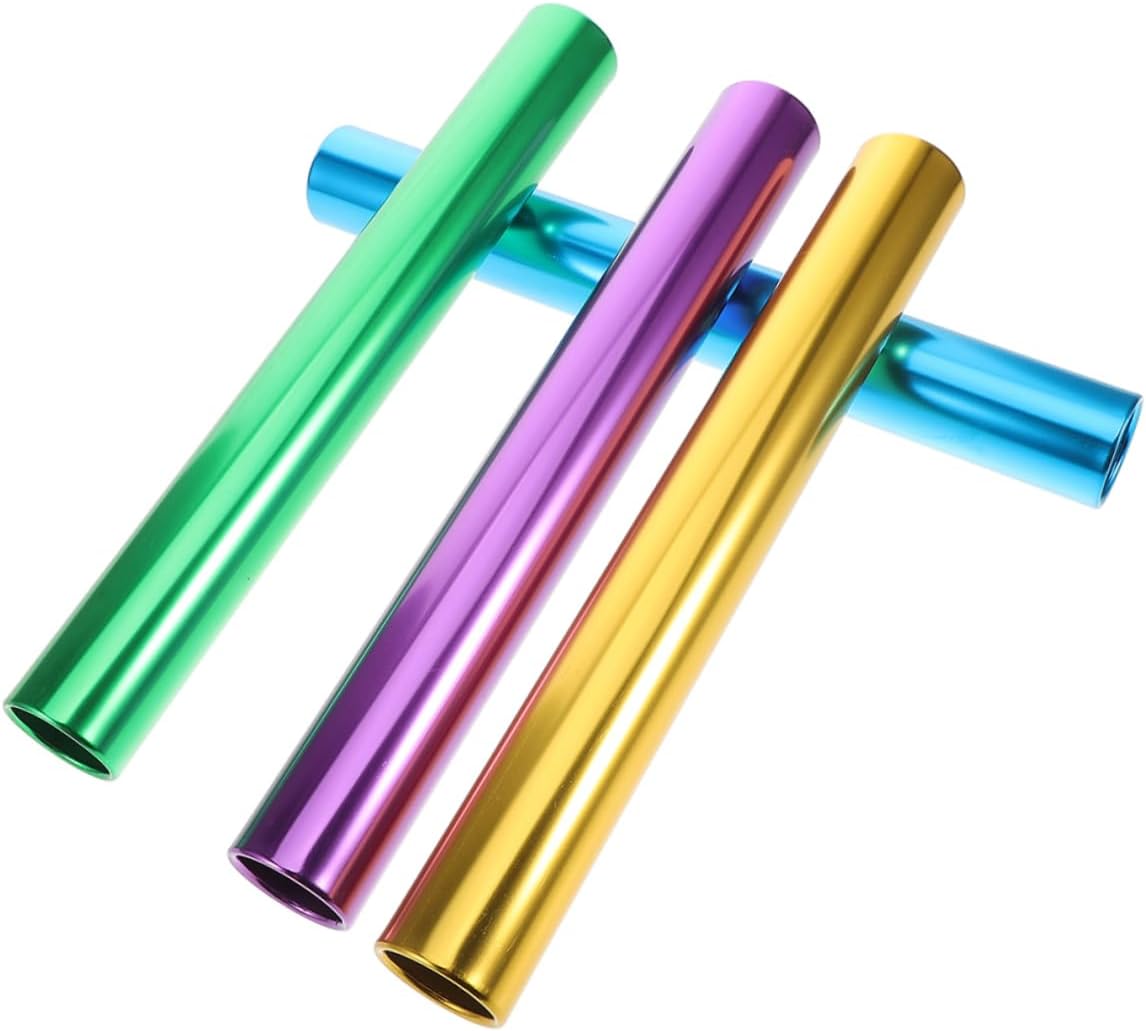 Toyvian 4pcs Lightweight Aluminum Relay Baton Set Ergonomic Track Racing Sticks for Outdoor Sports Sturdy Metal Relay Sticks for Athletic Training and Races