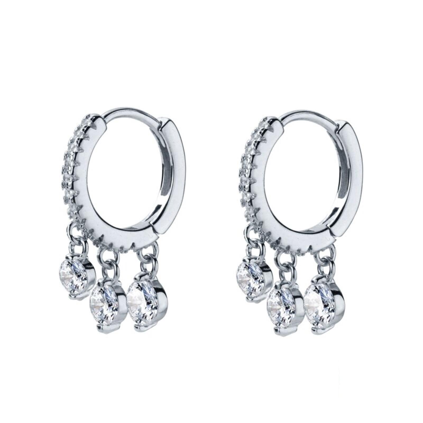 JFGCTYHXY Earrings, Fashion Luminous Cz Elegant Hoop For Women Sterling Silver 925 Tassel Style Fine Jewelry(White Color)