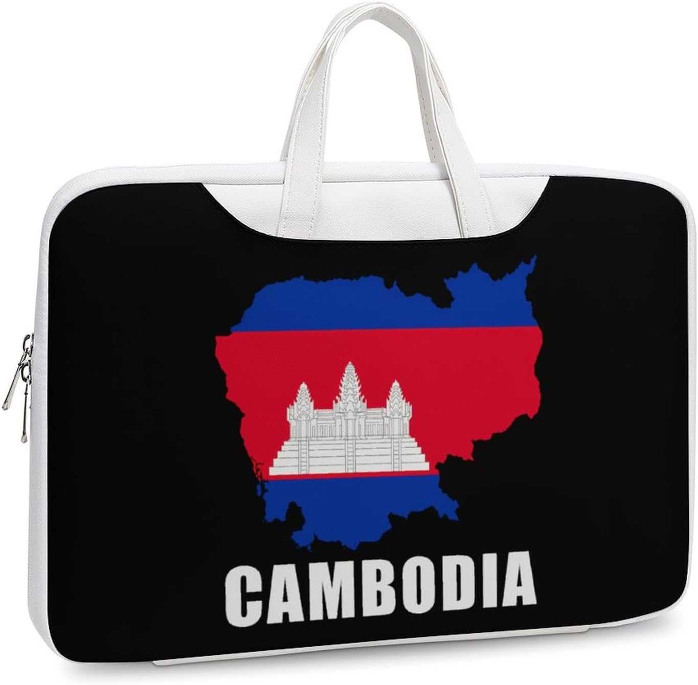 Cambodia Flag Cambodian Map Leather Laptop Bag Handheld Slim Computer Bags Business Briefcase