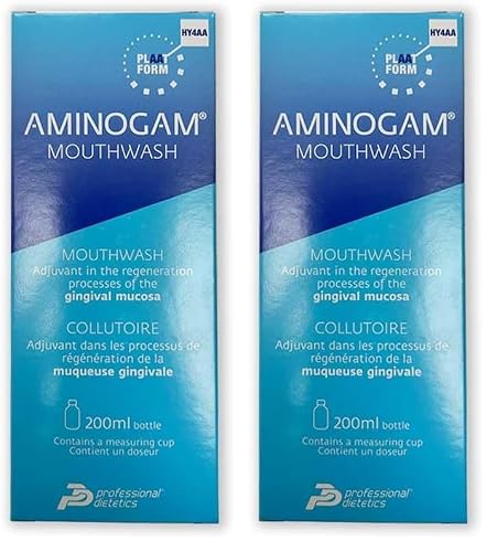 Aminogam - Collutorio Protettivo Mucosa Orale, per una guarigione veloce. Adatto anche per ridurre la sensibilità gengivale e dentale. Dispositivo Medico, 200 ml (Confezione da 2)