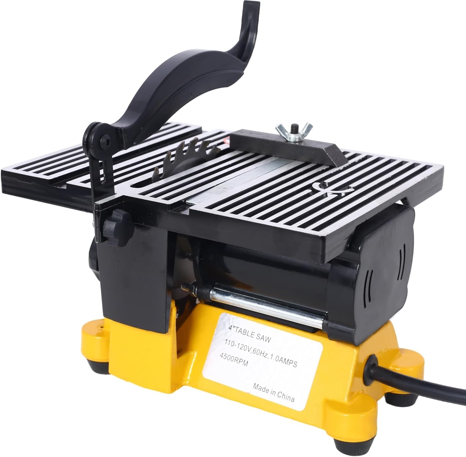 4" 90W Mini Table Saw Top Cut Off Miter Saw Multifunctional Desktop Saws w/ 3 Blades for Precision Cut Metal Wood Frame Molding