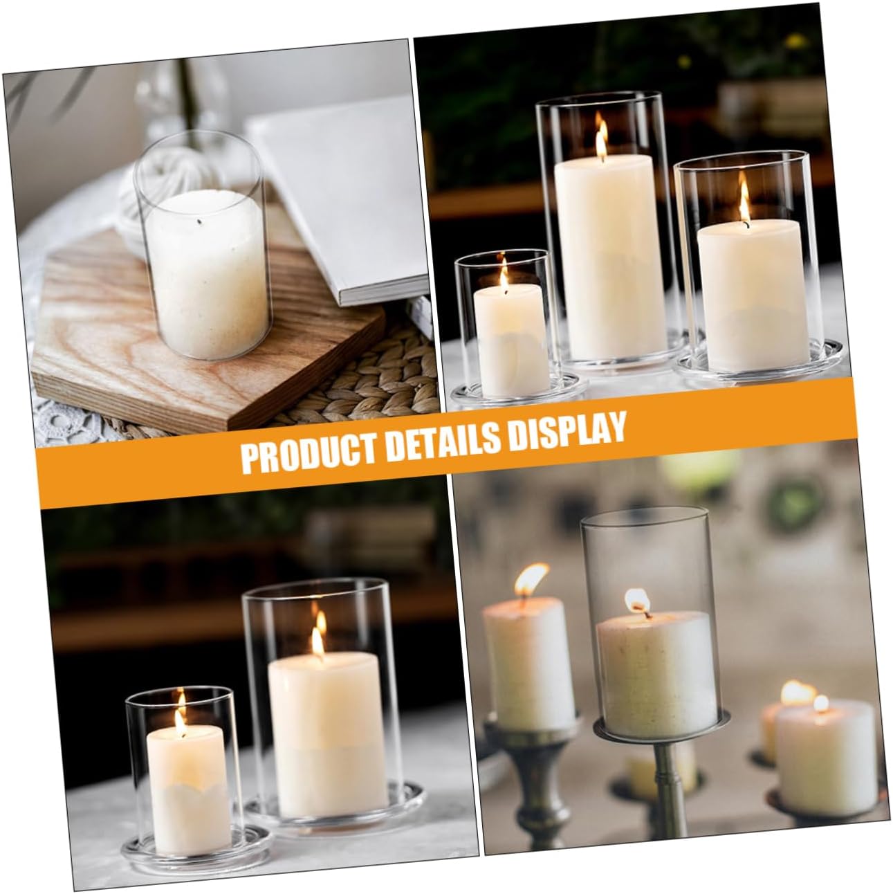 3pcs Glass Cylinder Candle Holder Votive Candle Holders Windproof Protectors