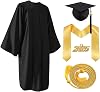 Unisex Matte Cap and Gown 2025 with Tassel Graduation Stole Honor Cord for High School and College Graduation