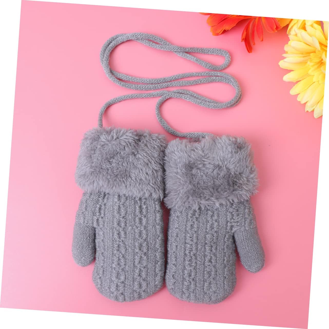 Plush Gloves Winter Warm Gloves Plush Hanging Fleece Mittens for Work Children Ski