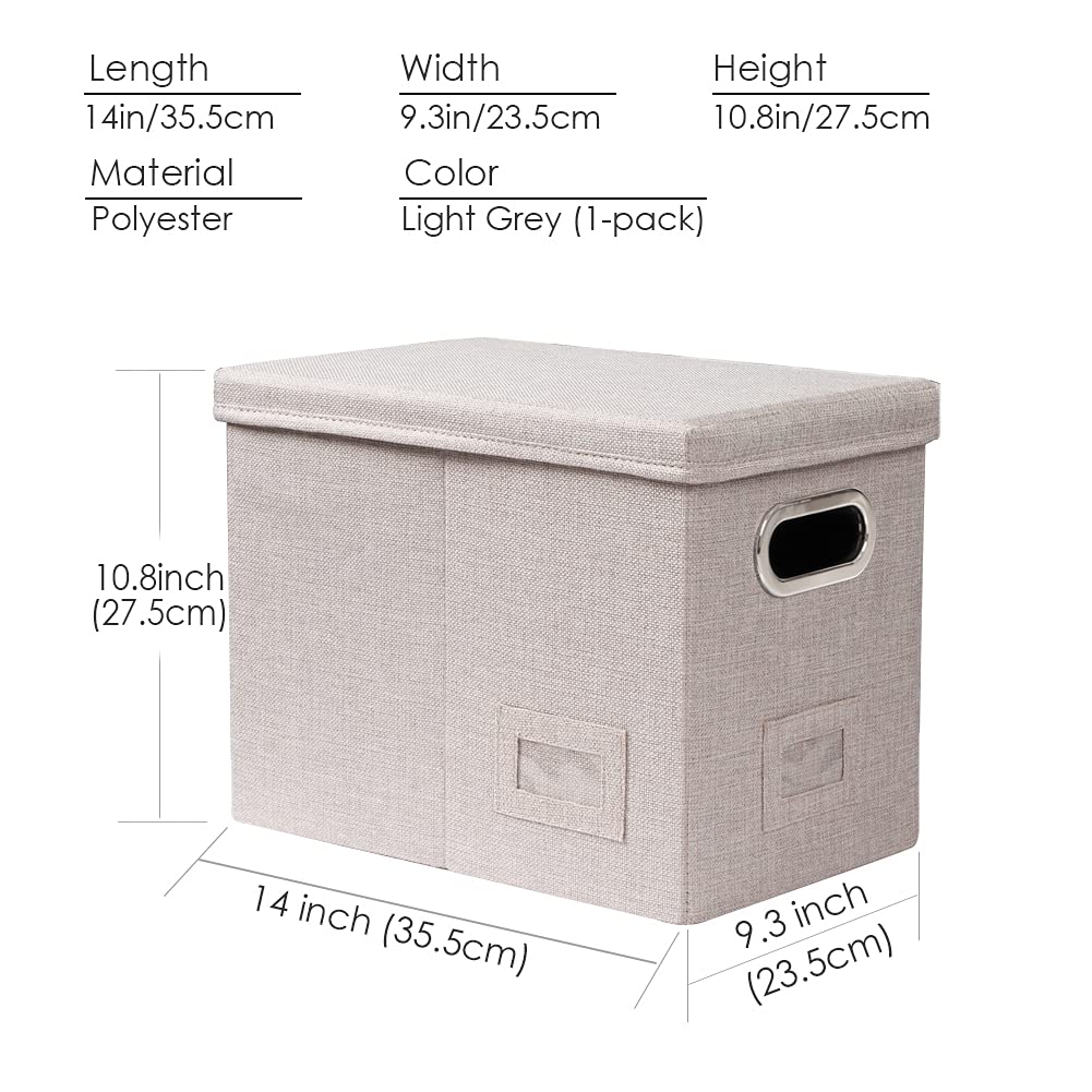 PRANDOM File Organizer Box - Set of 1 Collapsible Decorative Linen Filing Storage Hanging File Folders with Lids — view 8