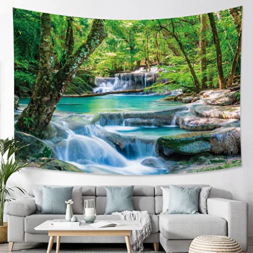 Green Forest Wall Tapestry Extra Large Waterfall Nature Tapestry Tree Tapestries for Bedroom Living Room Dorm Decor 91x71 Inches by ChloropLastid - Used condition - CA$13.74