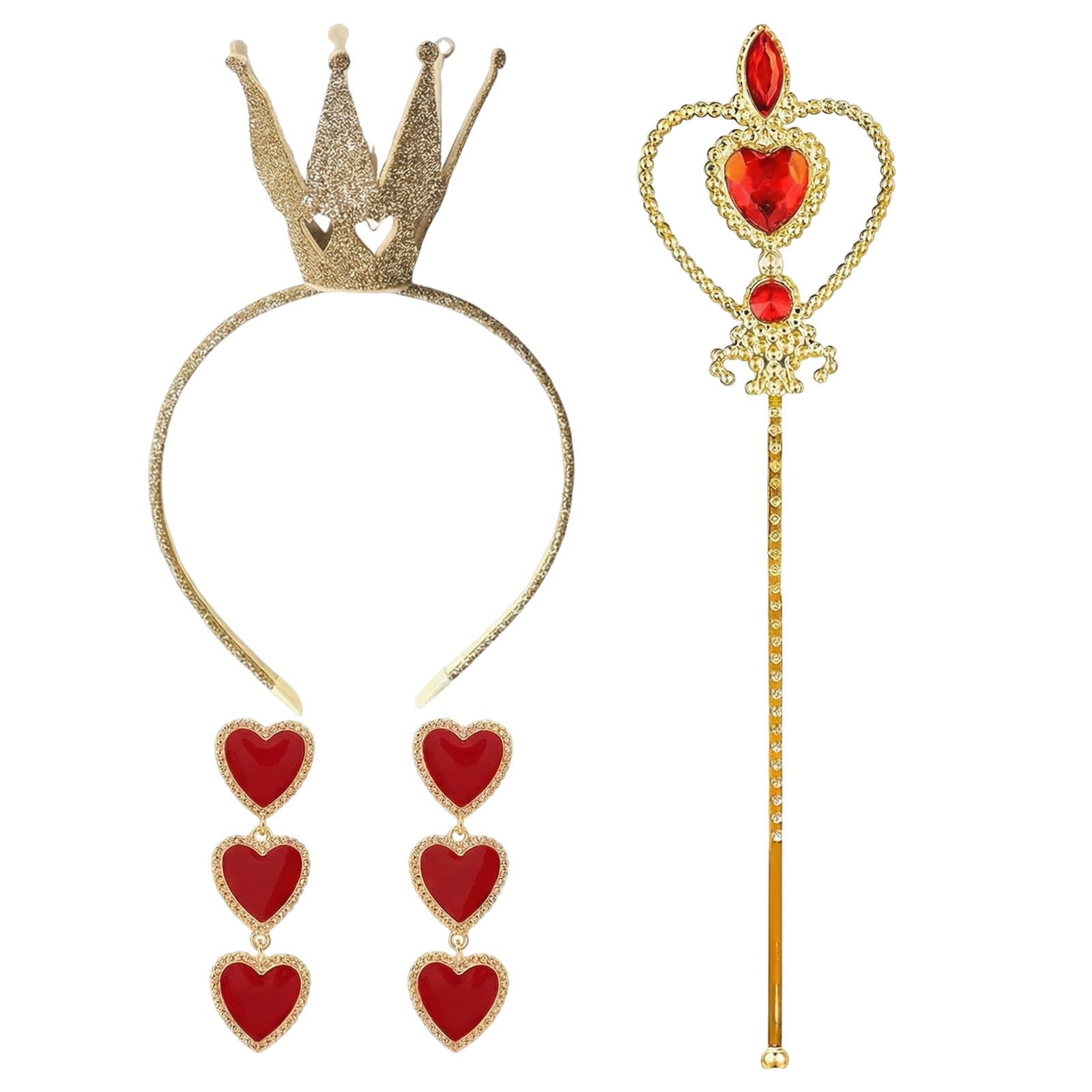 Queen of Heart Costume Accessories Queen Woman Costume with Headband Crown Scepter Queen Accessories for Cosplay, Carnival, Theme Party, Masquerade
