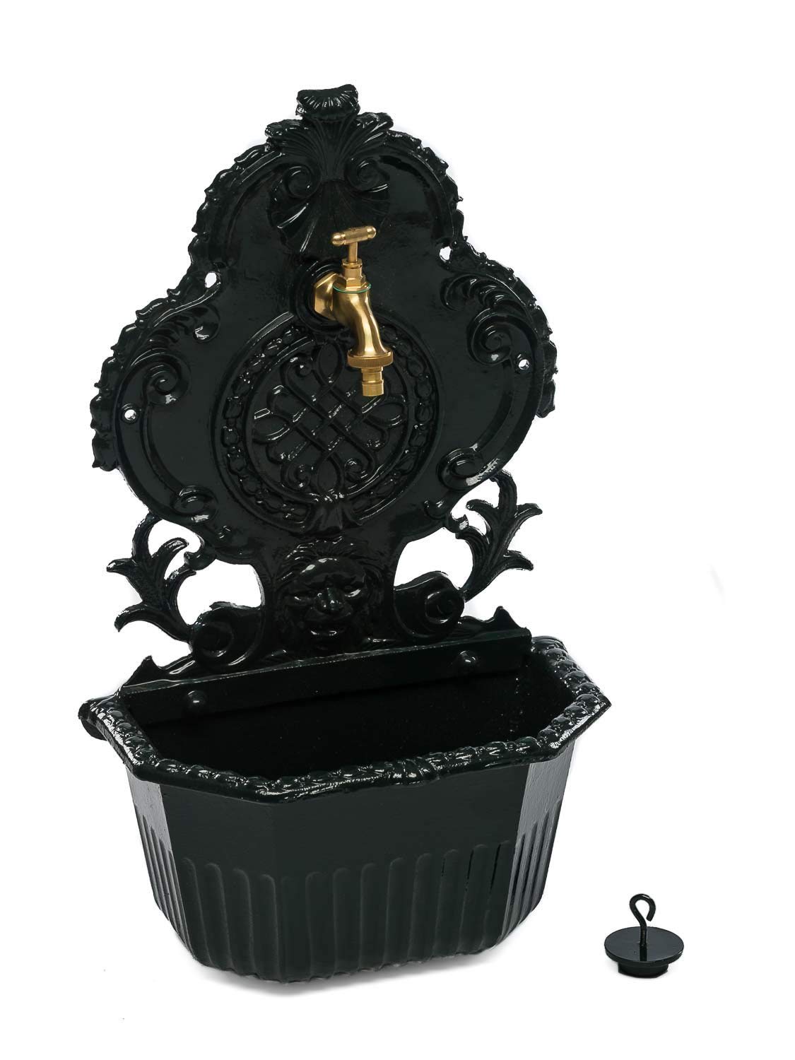 aubaho Fuente de Pared para jardín con Pila Estilo Antiguo - Aluminio Fundido - Verde