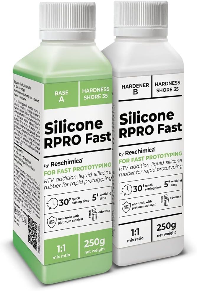 Silicone Rubber for Silicone Medium Hardness Moulds R PRO FAST, Silicone Mould Making kit for DIY, 100% Safe, Non-Toxic, Liquid, with Platinum Catalyst, high Tear Resistance, 1:1 Mixing Ratio (500 gr)