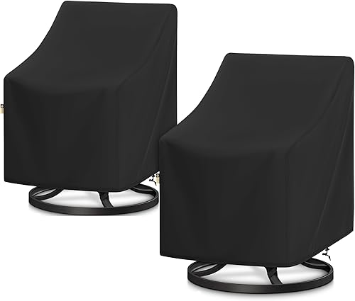 Miniatura 9 de Paquete de 2 fundas para sillas giratorias de patio, impermeables, para muebles de mimbre para patio, césped, jardín, protección para todo tipo de