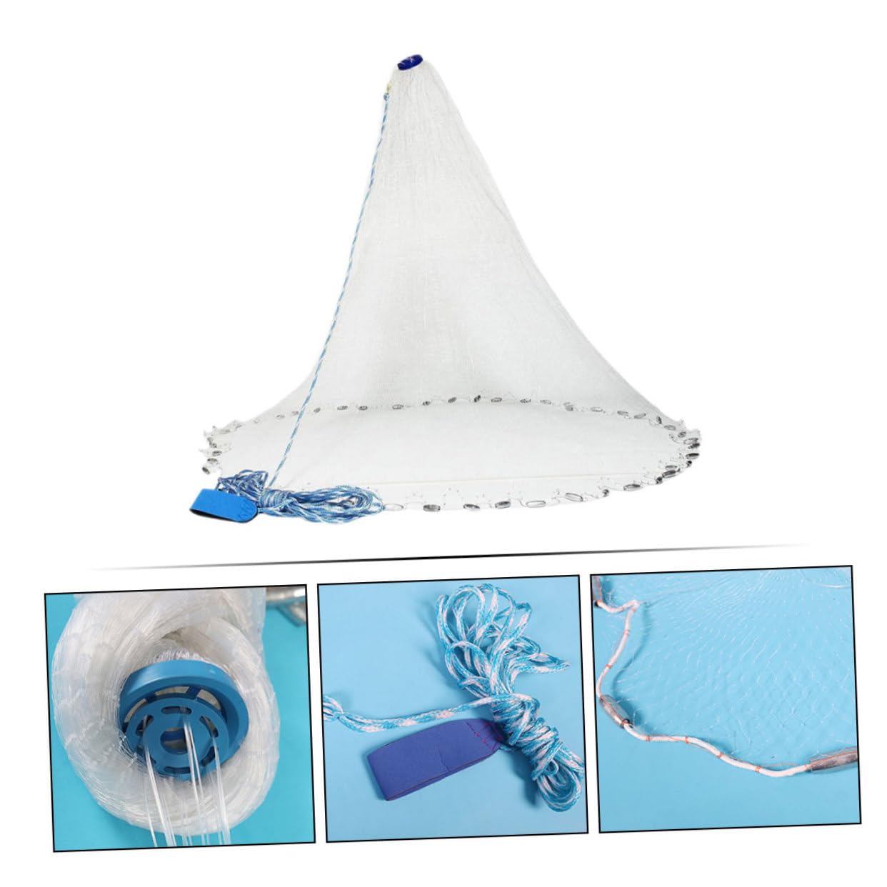 SUPVOX Retino per Pesca a Mano senza Anelli Rete Maglia Piccola in Plastico e Acciaio Inossidabile, Rete da Lancio Pieghevole per Pesca All'aperto