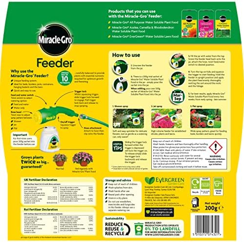 Miracle-Gro 16733 Feeder filled with All Purpose Soluble Plant Food, Green, 220.0 mm*310.0 mm*115.0 mm, Connects Straight to a Garden Hose