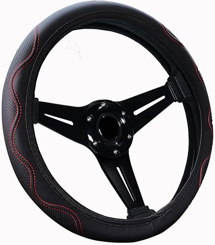 Miniatura 10 de Funda elástica universal para volante de 15 pulgadas, funda de cuero de microfibra suave, transpirable, antideslizante, accesorios duraderos para