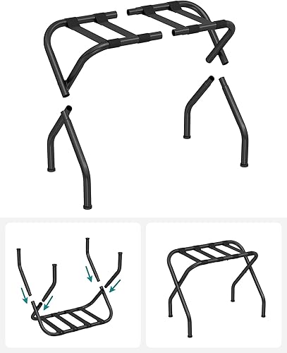 Miniatura 7 de SONGMICS Portaequipajes para habitación de invitados, soporte para maleta, marco de acero plegable, para hotel, dormitorio, soporta hasta 110