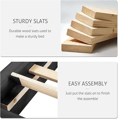 Miniatura 5 de SHA CERLIN Marco de Cama Queen Moderno de Cuero Sintético con Cabecera Ajustable y Detalles de Hierro, Cama Plataforma Tapizada de Lujo con Soporte