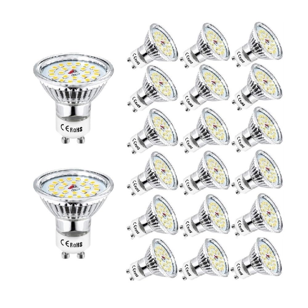 YSJX Lighting, Confezione da 20, Faretto LED Lampadina Illuminazione da Binario AC220V GU10 5W 480 Lumen Luce da Incasso(Cold White 6000K)