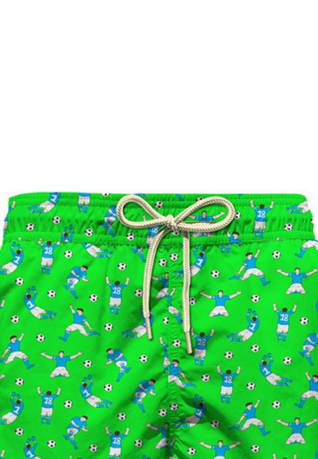 Saint Barth Mc2 Costume Boxer Mare Jean Lighting in Tessuto Leggero Verde Fluo con Stampa Calciatori