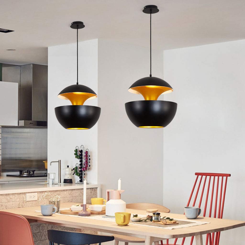 AHQX Moderne Pendellampe – Schmiedeeisen & Glas, Höhe Verstellbar, E27 Fassung, Schwarz – Für Wohnzimmer, Bar, Café