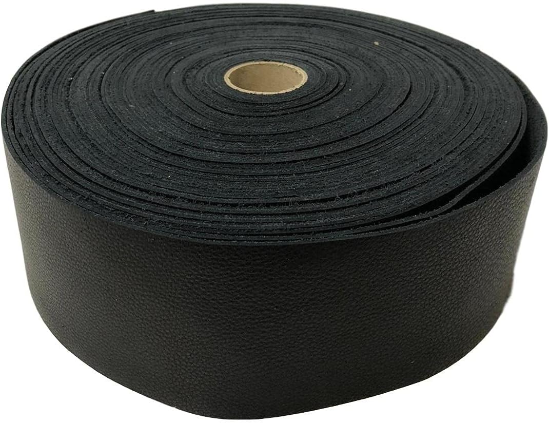 Large Cow Leather Strips: Sold by The Foot (7 FT, Black)
