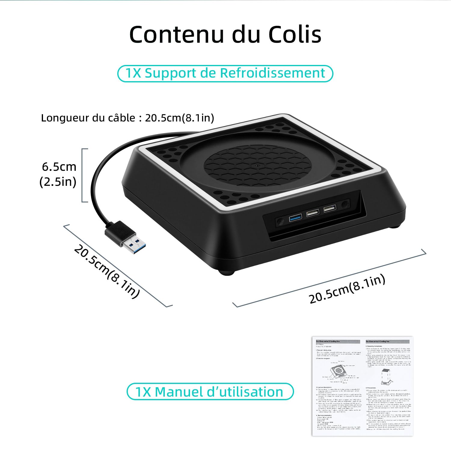 Mcbazel Xbox Series X Support de Refroidissement avec Lumière RVB/Fonction de Refroidissement Réglable/Indicateur LED/Ports USB 3.0/USB 2.0 pour Xbox Série X