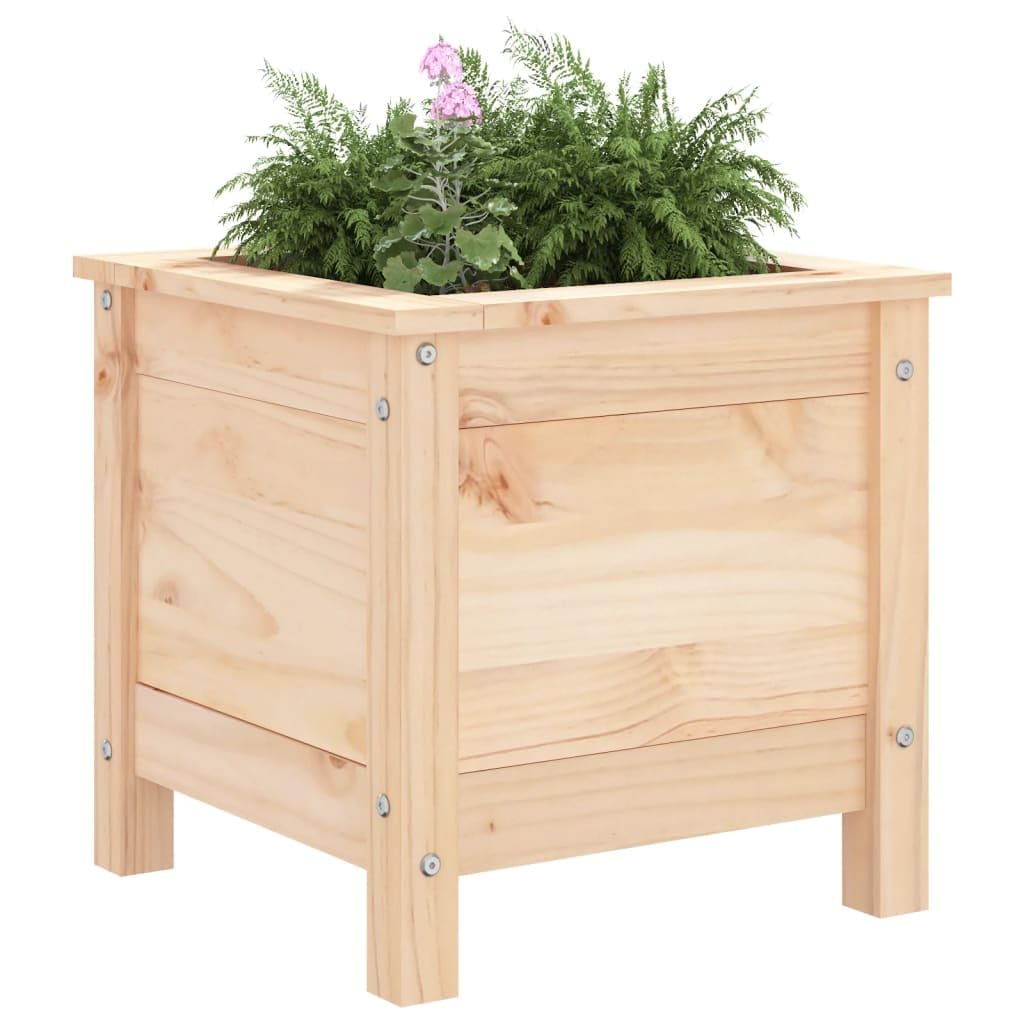 Macetero de pino macizo, 40 x 40 x 39 cm, de madera, para jardín, balcón, terraza, profundo para plantas, verduras, hierbas, flores, material natural con aspecto rústico,