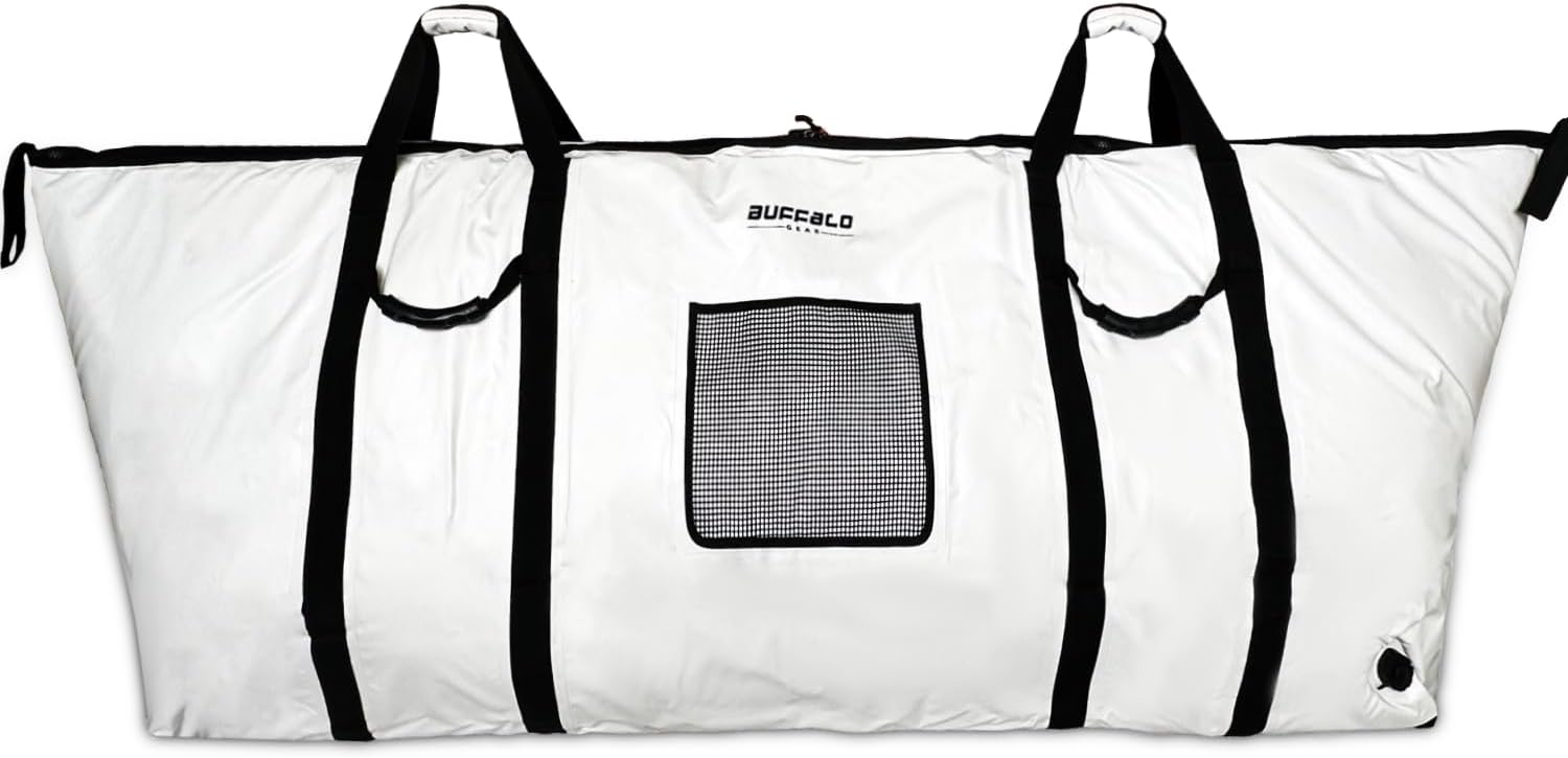 Buffalo Gear Large Fish Kill Bag, 60in 72in 90in Fish Cooler Bag Portable Tuna Bag Keep Ice-Cold and Fresh over 48H 90x18.9x29.5in