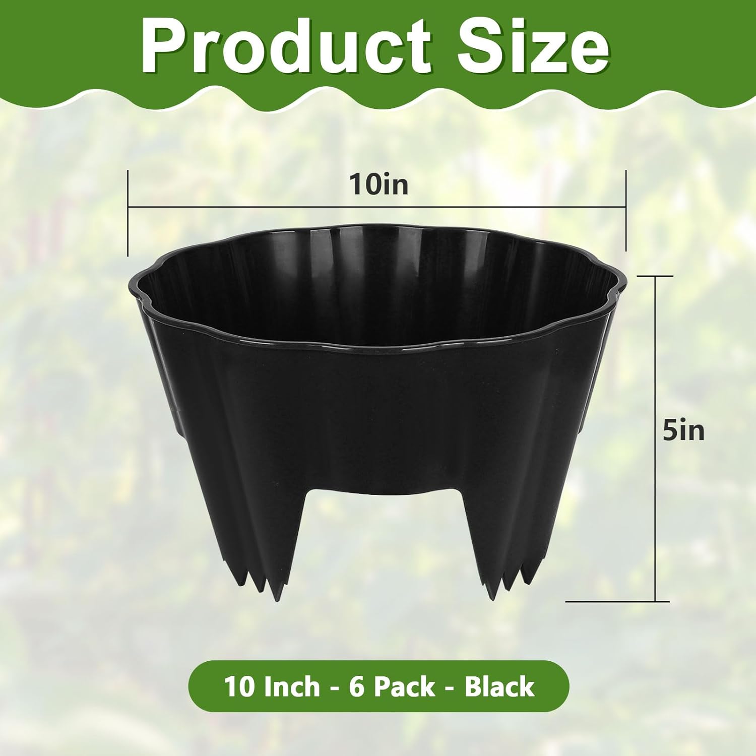 6 Pack Round Planting Grow Rings,10" Planting Protective Round Edging, Plant Support Rings to Protects Plants, Deep Watering Plant Collars for Vegetables Herbs Flowers (Black)