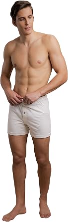 Cottonique Mens Elasticized Loose Boxer Shorts Made from 100% Organic Cotton 2/Pack | Natural