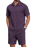COOFANDY Men's 2 Piece Outfits Casual Cotton Short Sleeve Polo Shirts and Shorts Sets Loose Fit Summer Athletic Track Suits
