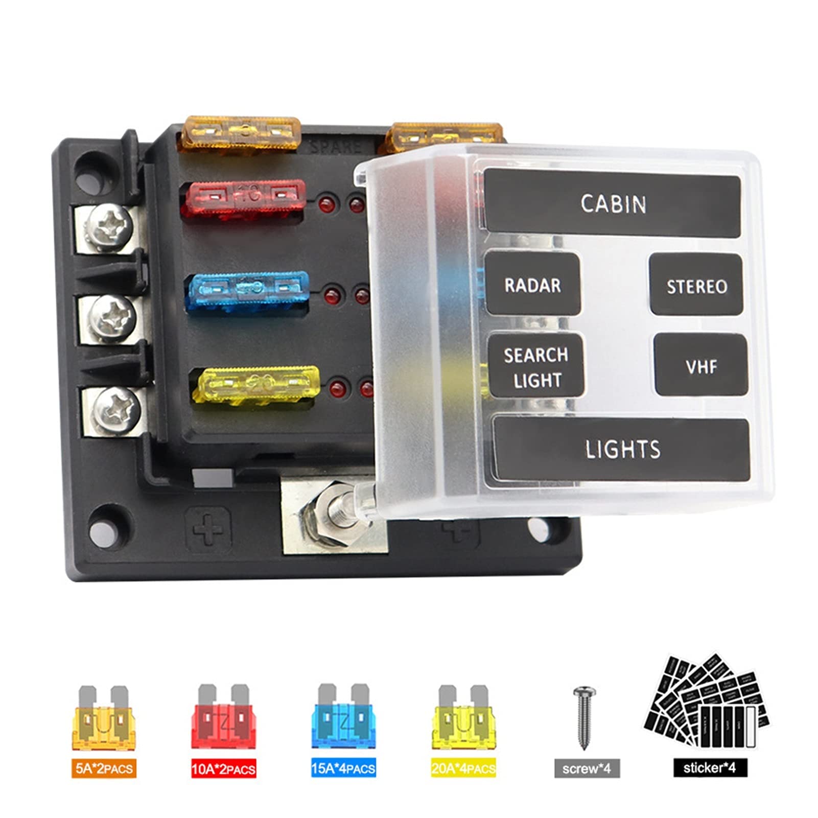 Générique Conception de Module Robuste Porte-fusible, Voiture 12-32V avec indicateur de Court-Circuit (Color : 12way Fuse Box)