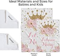 Vista 5 de MDPrints - Mantas de bebé personalizadas de princesa para niñas, mantas de bebé personalizadas con nombre, forro polar de felpa Minky (princesa rosa)