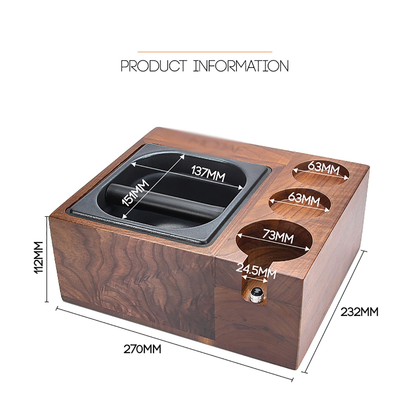 Estación de soporte para prensas de espresso, alfombrilla de madera con caja de golpes para portafiltros de 58 mm, soporte de filtro de café para baristas profesionales y elaboración casera